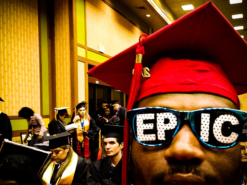 This is a picture of Joseph Mekael Page graduating Mt. San Jacinto College at Pechanga Resort and Casino, Temecula Valley, CA