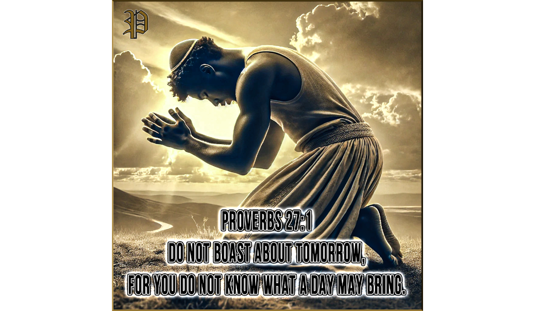 A man of Black Jewish descent kneeling outdoors in a posture of humility and worship, with soft golden sunlight breaking through clouds, surrounded by a peaceful landscape.